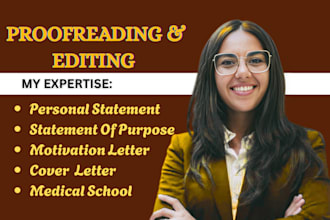 edit your personal statement for fellowship, medical school, or residency