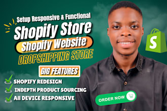 design, redesign shopify store, shopify dropshipping store or shopify website