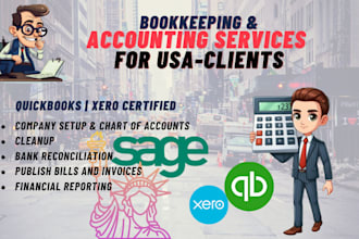do bookkeeping and accounting services on  quickbooks, xero, for USA businesses