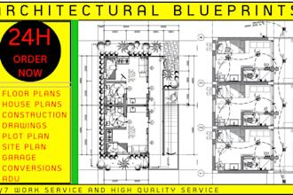 draft architectural blueprints and construction drawings in autocad