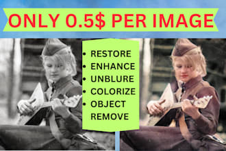 restore, enhance, unblurr, colorize and object remove images