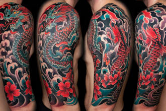 create your custom japanese hannya mask tattoo cover up or sleeve design