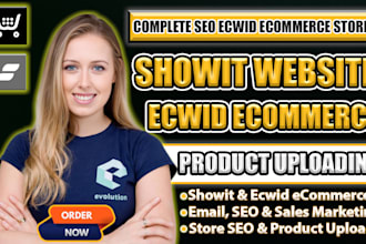 setup, design, redesign ecwid ecommerce store, showit website, product uploading