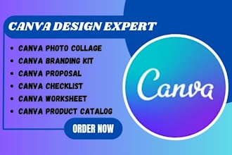 design  photo collage, branding kit, product catalog, proposal on canva