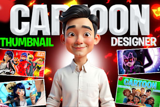 draw cartoon thumbnail any style any game roblox minecraft etc
