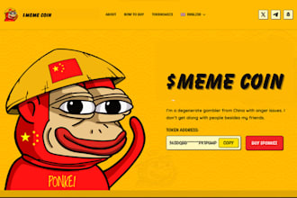 design meme coin landing page meme coin website crypto website meme coin