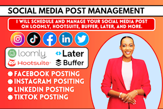 schedule social media post and design via hootsuilt loomly buffer and socialbee