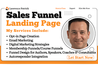 setup sales funnel in clickfunnel, kajabi, systeme io, gohighlevel, landing page