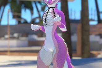 female vr chat avatar,furry vr character model,vrchat vtuber avatar,live2d,vroid
