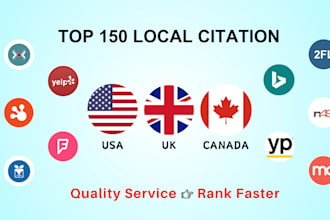 create top USA, UK, canada local citations business listing