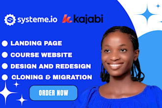 design expert systeme io sales funnel, website, kajabi landing page