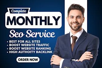 website complete monthly SEO service with white hat off page backlinks