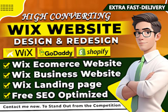 design or redesign wix website godaddy store godaddy ionos ecommerce website