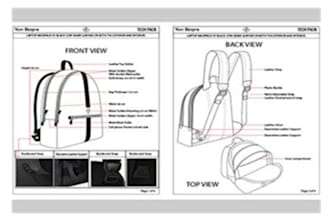 make fashion bag techpack clothing design tech pack in technical drawing