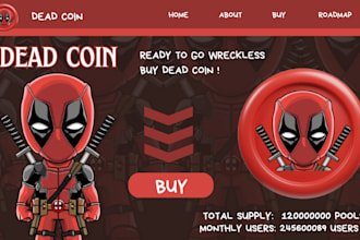 design meme coin token website, pepe website, meme website meme coin art