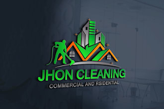do janitorial, commercial, pressure wash and cleaning service 3d business logo
