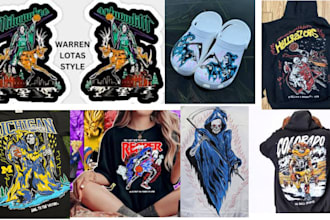 draw unique warren lotas style,skeleton,skull,tshirt design,streetwear,bootleg