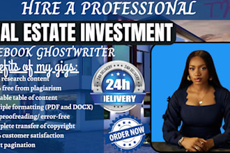 ghostwrite 30k words on finance ebook, real estate ebooks, investment ebooks