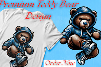 draw teddy bear for your streetwear t shirt design,mascot logo,cartoon character