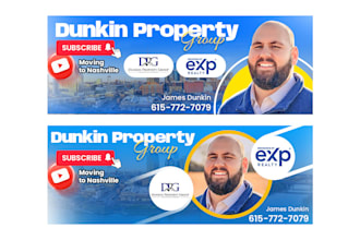 design professional custom youtube banner and logo
