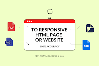 convert PDF to HTML PSD to HTML word excel file to html
