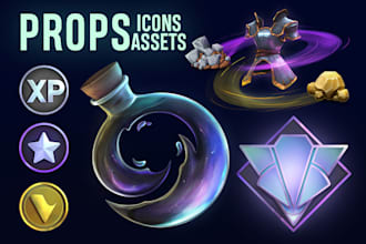 create 2d props, icons, objects, assets and game items