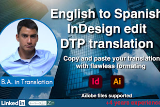 copy and paste your translation into indesign or illustrator