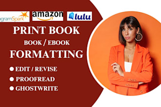 edit proofread design format kdp print book formatting memoir lulu kdp upload