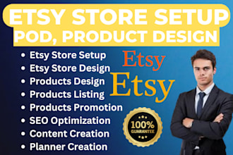 design etsy store, print on demand, digital products, planner, seo