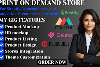 design print on demand, gelato, printful, printify shopify website and etsy