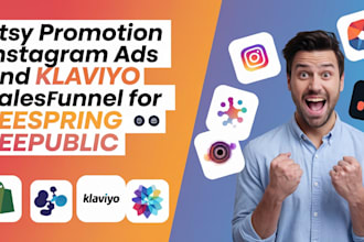 do etsy promotion instagram ads and klaviyo salesfunnel for teespring teepublic