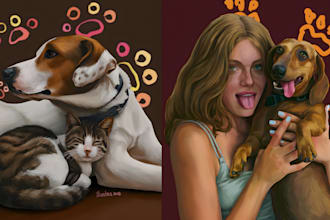 draw a custom commercial animal pet illustration for packaging, ads, branding