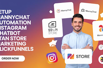 setup mannychat automation instagram chatbot stan store marketing clickfunnels