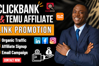 clickbank affiliate link promotion, temu affiliate referral link promotion