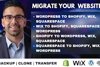 backup migrate move transfer your website to shopify from etsy wix wordpress