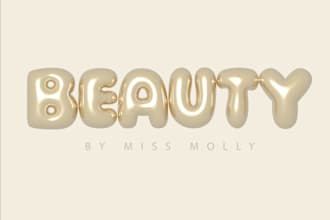 create a unique bubble font 3d logo design