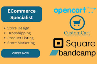 design custom cart, square online, band camp, open cart store, store marketing