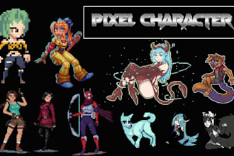 create 2d pixel art character, sprite sheet, game asset, animated gif, tileset
