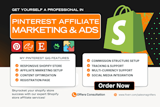 setup shopify store etsy SEO pinterest affiliate marketing influencers website