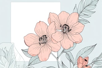 draw line art illustration  and botanical beautiful