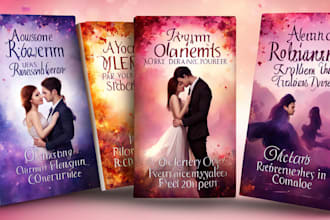 make illustrated romance book cover design for amazon kdp