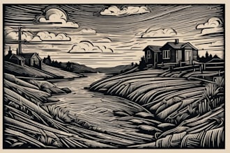 draw engraving linocut style digital drawing art
