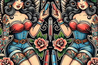 custom american traditional tattoo design