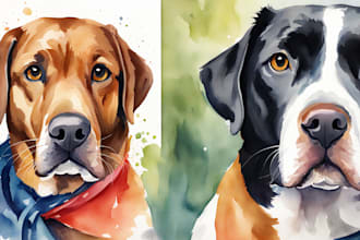 paint a stylish pet portrait in watercolor
