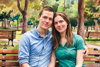 create a couple portrait watercolor painting