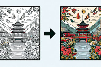 convert photo to line art illustration, line art vector