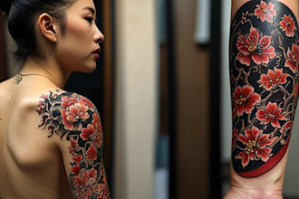 create a traditional japanese flesh tattoo design