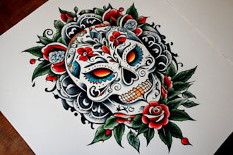 create any design in traditional tattoo or old school style