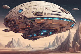 design spaceship, sci fi illustration