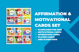 design motivational cards, affirmation cards, kids flashcards, anki flashcards